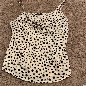 Staccato Cowl Neck Tank Top - Cheetah Dot Print